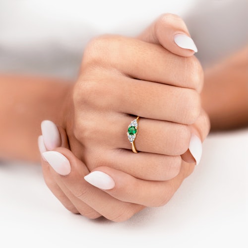 Pierścionek zaręczynowy Fairytale: złoty, szmaragd